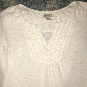 Lucky Brand White Lace Detailed Top